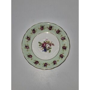 Victoria C&E Bone China Green Floral Saucer‎ England